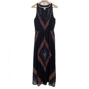 Old Navy Black with Multi-Color Tribal Print Maxi Dress